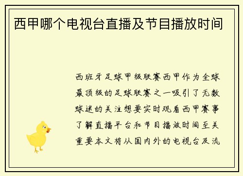 西甲哪个电视台直播及节目播放时间