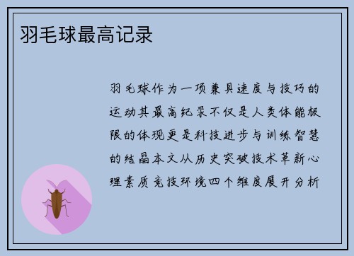 羽毛球最高记录